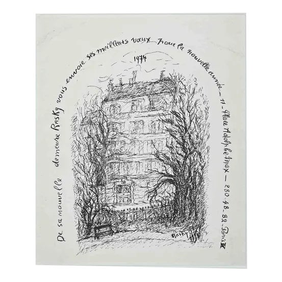Marie Magdaleine De Rasky, Raskys House in Paris, Original Lithograph, 1974 For Sale