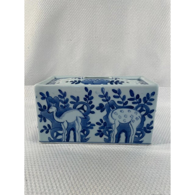 A lovely antique Dutch Delft hand painted and molded Faience Flower Brick or Frog Vase. Circa early 1920s. Maker's mark on...