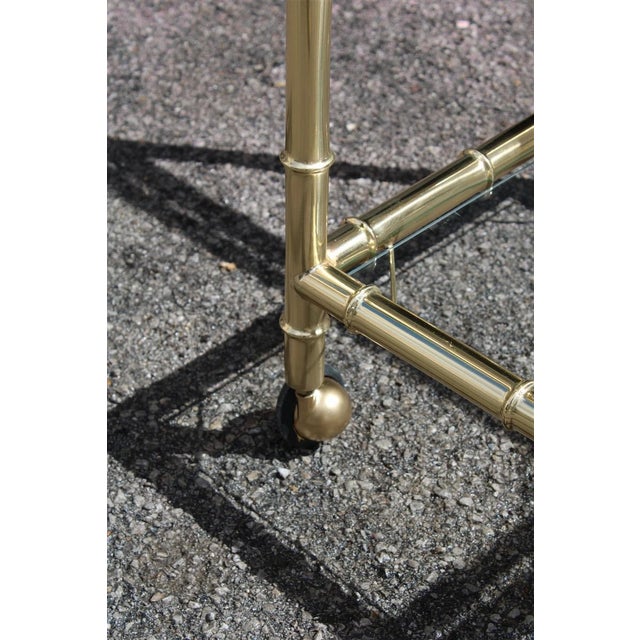 Brass and Bamboo Cane-Shaped Food Trolley, Italy, 1970s For Sale - Image 11 of 13
