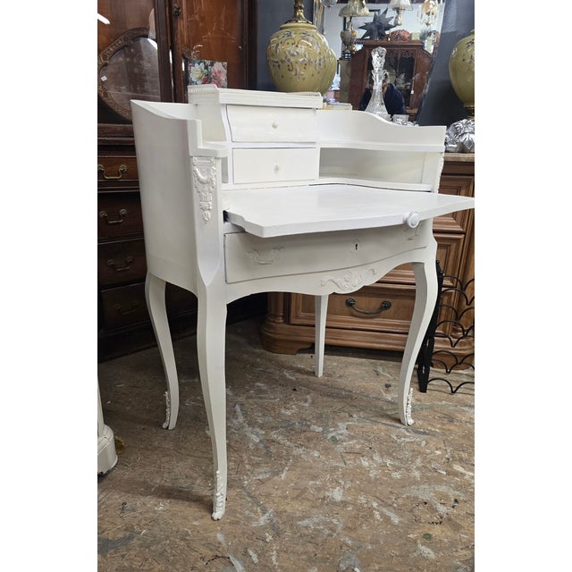 Late 19th Century Petite French Shabby Chic Secretary Desk For Sale - Image 4 of 10