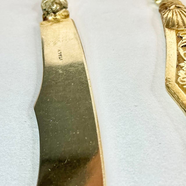 Silver Antique Italian Baroque Art Nouveau Serving Utensils, Butter Knives and Relish Forks - Set of 4. For Sale - Image 8 of 10