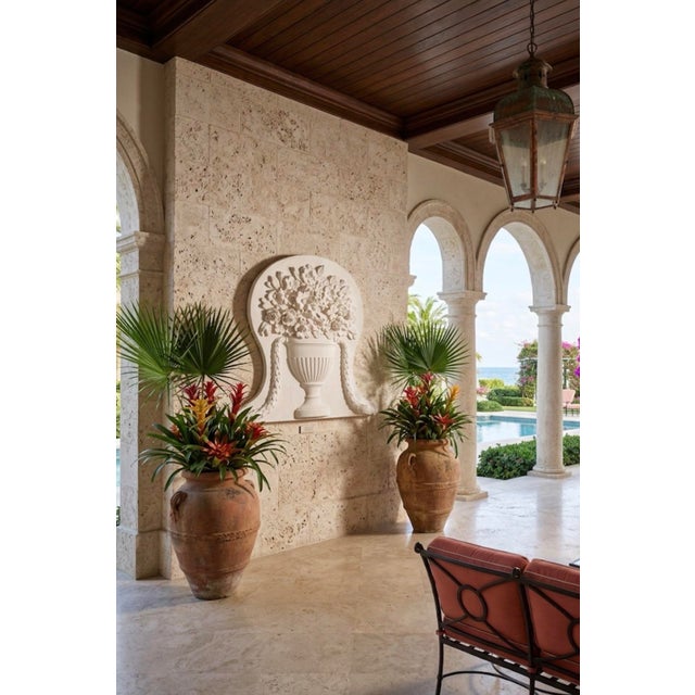 Vintage White Cast Stone Floral Urn Wall Plaque For Sale In West Palm - Image 6 of 12