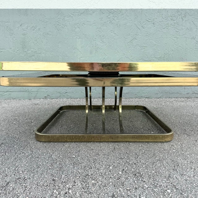 Black Art Deco Gold and Black Glass Swivel Top Two Tier Coffee Table For Sale - Image 8 of 12