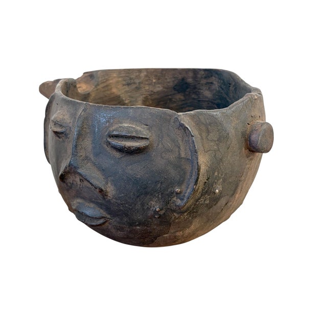 Vintage Kuba Wooden Cup Figural Head Congo 8.5" W For Sale - Image 4 of 9