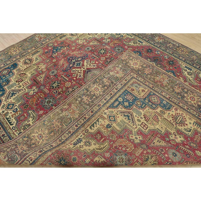 Tabriz Rug 9’8” X 11’8” Pink Wool Vintage Distressed Hand-Knotted Carpet For Sale - Image 15 of 16