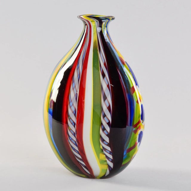 2020s Vintage Multi Color Signed Fabiano Zanchi Murano Glass Vase For Sale - Image 5 of 10