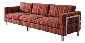 Modern Striped Sofa With Exposed Brushed Metal Frame Detail, Late 20th Century