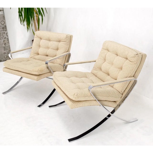 Mid-Century Modern Pair of Mid-Century Modern Polished Stainless Steel Bauhaus Arm Lounge Chairs For Sale - Image 3 of 13