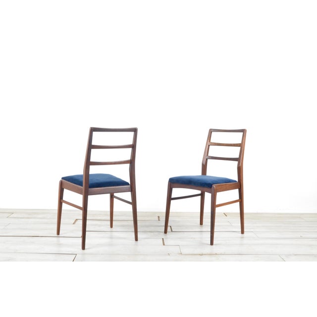 Teak and Velvet Dining Chairs attributed to Richard Hornby for Fyne Ladye, 1960s, Set of 4 For Sale - Image 4 of 7