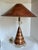 1980s Pair of Vintage Leeazanne Postmodern Faux Burl & Lucite Table Lamps With Original Shades For Sale - Image 5 of 17