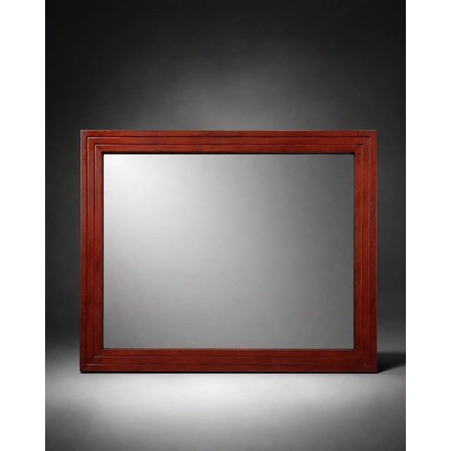2020s Large Red Wood Framed Rectangular Wall Mirror For Sale - Image 5 of 6