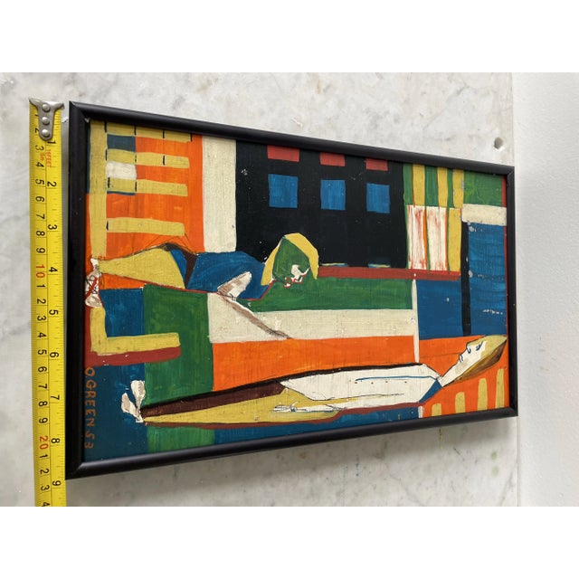 1950s Mid Century Modern Oliver Green Painting For Sale - Image 5 of 6