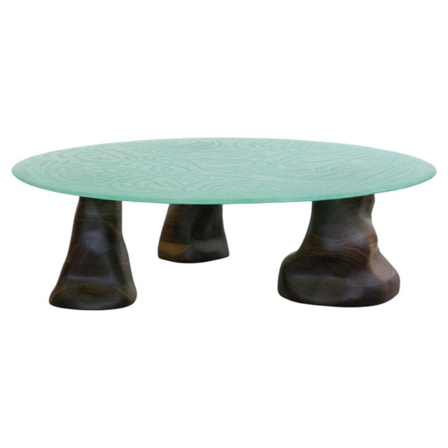 Green Glass Powder and Walnut Coffee Table by Alexander Knysch For Sale - Image 15 of 15