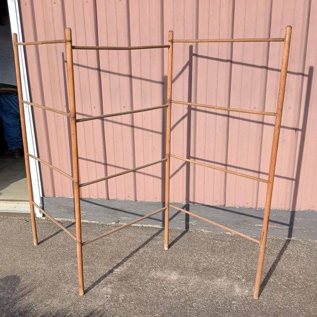 Antique Wooden Trifold Ladder Drying Rack 1900s For Sale - Image 4 of 18