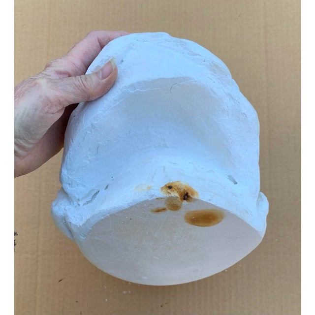 Off-white Art Deco Plaster Sculpture of Male Face Life Casting For Sale - Image 8 of 9