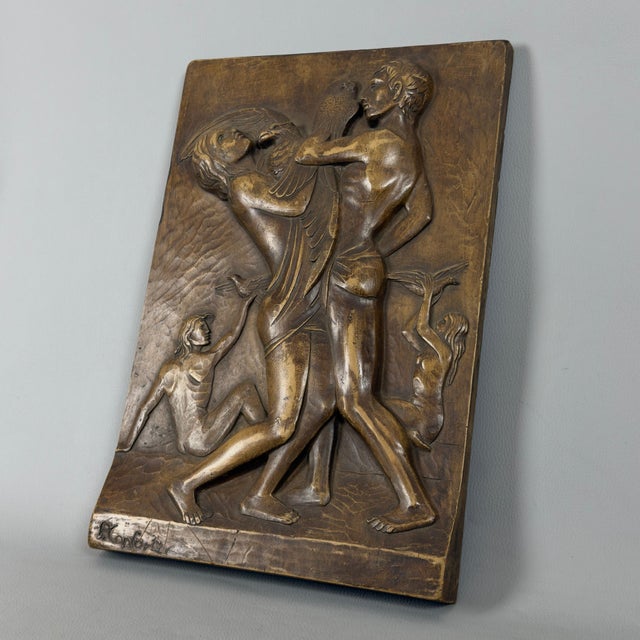 High Relief Falconer Sculpture Panel in Wood by P. Conforti, 20th Century For Sale - Image 12 of 12
