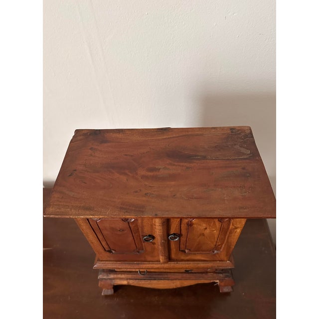 Wood Vintage Balinese Hand Carved Hardwood Jewelry Armoire Cabinet For Sale - Image 7 of 12