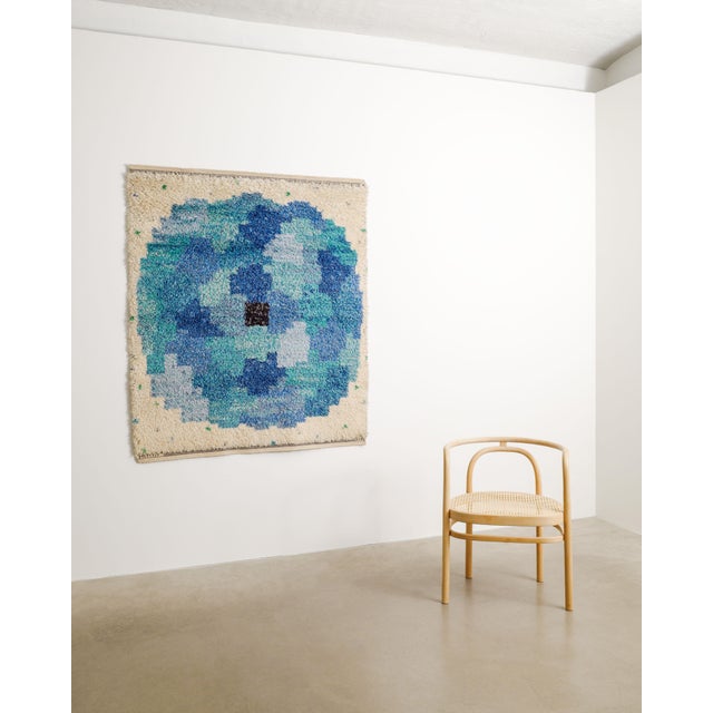 Swedish Mid Century Woven Wool Pine Blå Rosen Rug by Marianne Richter for MMF, Märta Måås-Fjetterström, 1970s For Sale - Image 6 of 8