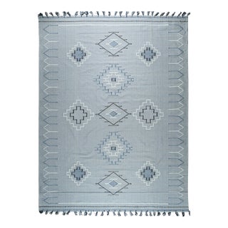4x6 Rustic Penelope Silver Geometric Modern Flatweave Carpet Rug For Sale