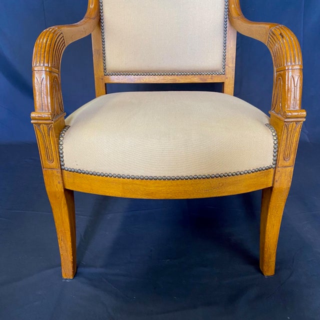 French Antique Walnut Empire Tulip Fauteuils or Armchairs -A Pair For Sale In Portland, ME - Image 6 of 12