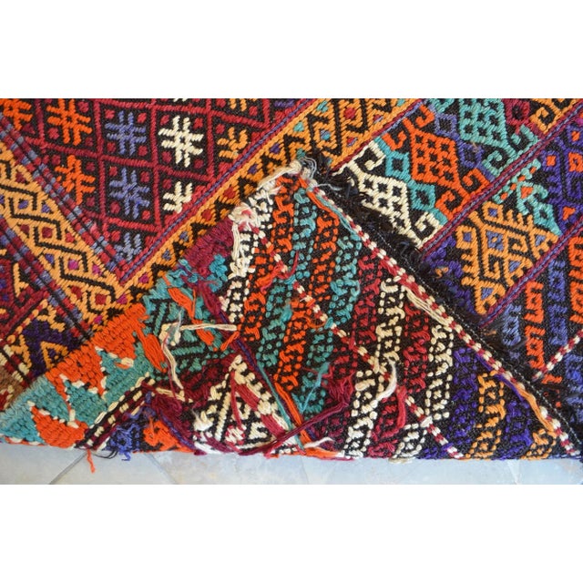 1960s Vintage Handwoven Braided Jajim Turkish Kilim Rug - 8′6″ X 12′8″ For Sale - Image 11 of 11