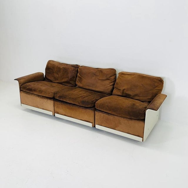 Vintage Space Age Living Room Set in Leather and Alcantara by Dieter Rams for Vitsoe, Germany, 1960s, Set of 3 For Sale - Image 6 of 18
