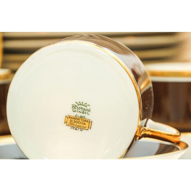 Richard Ginori Italian Porcelain Coffee Tea Cup Brown & Gold 1 of 16 Available For Sale - Image 12 of 12