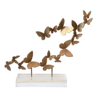 Aged Gold Butterflies on Acrylic Tabletop Accessory Acrylic For Sale