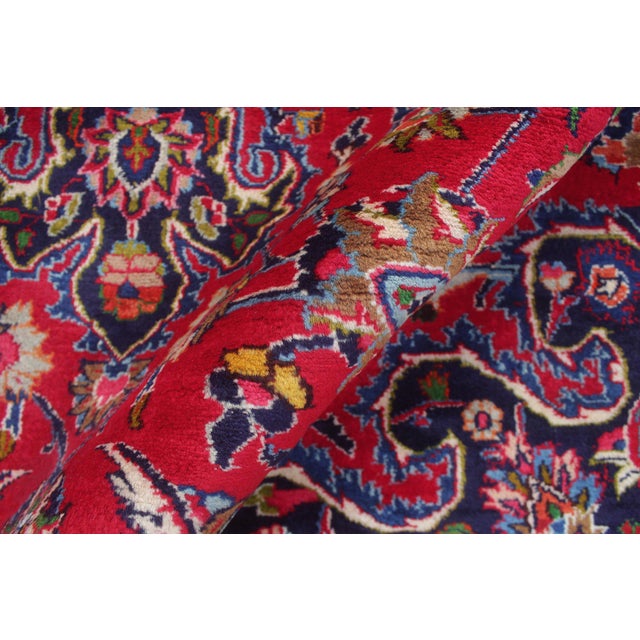 Textile Art Noueau Persian Red/Blue Wool Rug - 9'7'' X 12'11'' For Sale - Image 7 of 10