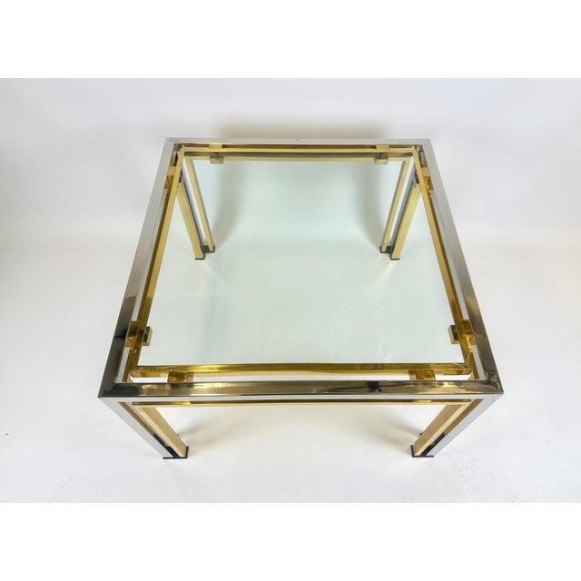 Italian Coffee Table in Chrome & Glass & Brass, 1970s, in Very Good conditions. Designed 1970 to 1979