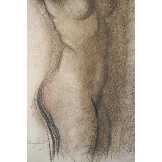 Life Study of Nude Lady, 1976, Graphite on Paper, Framed For Sale - Image 4 of 8