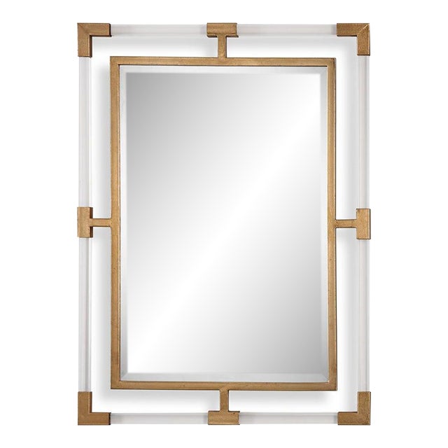 New Gold W/ Acrylic Bars Mirror For Sale
