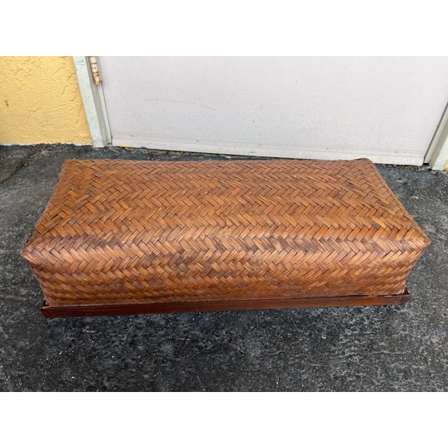 Brown 1950s Large Rectangular Brown Ikebana Basket For Sale - Image 8 of 8