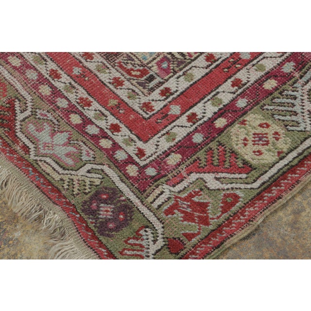 Early 18th Century Antique Kırşehir Double-Ended Prayer Rug in Geometric Floral Design - Rug & Kilim For Sale - Image 5 of 7