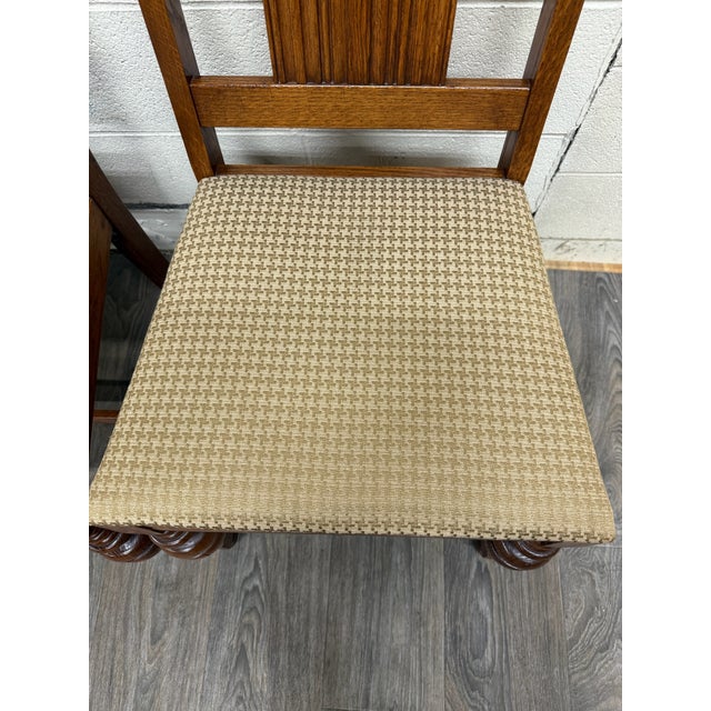 Vintage Jacobean Revival or English Tudor Style Oak Dining Chairs - Set of 6 For Sale - Image 9 of 16