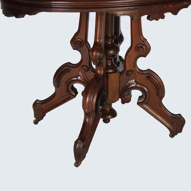 Antique Brooks Victorian Renaissance Revival Carved Walnut Table C1880 For Sale - Image 4 of 12