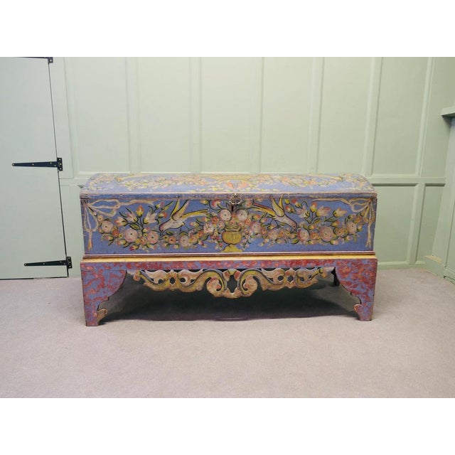 Italian Original Large Hand Painted Cassone or Marriage Chest This is a wonderful piece, originally painted in the mid...