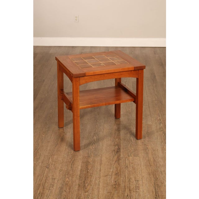 Mission Stickley Mission Collection Pair Of Cherry Tile Top End Tables For Sale - Image 3 of 18