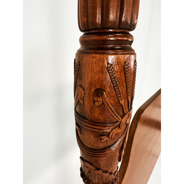 Vintage Mahogany Rice Carved Poster Bed Queen Size For Sale - Image 10 of 10