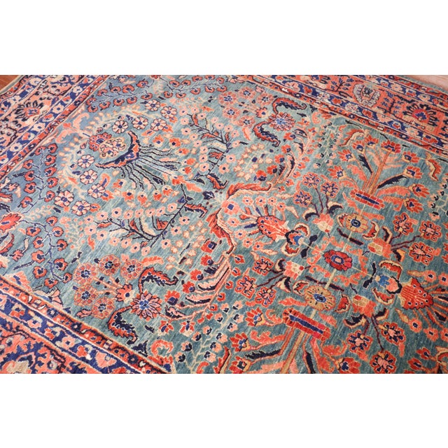 Antique Zabihi Collection Sarouk Rich Emerald Green Rug - 5'11" x 9'10" For Sale - Image 4 of 11
