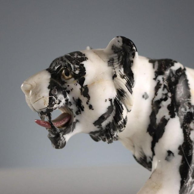 Stone Black and White Marble Panther For Sale - Image 7 of 8