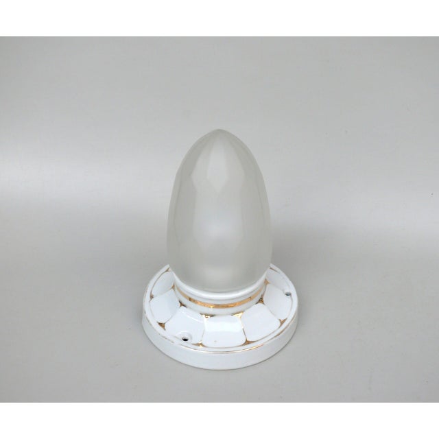 Art Nouveau Style Ceiling Light in Porcelain and Frosted Glass by Brunnquell, 1890s For Sale - Image 3 of 16