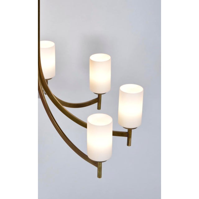 Large Mid-Century Italian Brass and Glass 8-Arm Chandelier, 1950s-1960s For Sale - Image 9 of 16