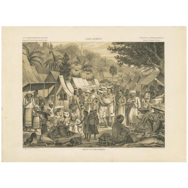 Market Scene in Luang Prabang, Laos, Engraving, 1873 For Sale - Image 6 of 6