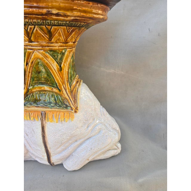 Majolica Vintage Majolica Style Camel Garden Seat For Sale - Image 4 of 14