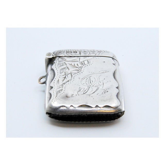 Silver Matchbox with Engraved Plant Motifs Surrounding Monogram Card For Sale - Image 10 of 11