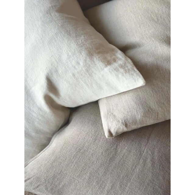 Textile Belgian Linen Accent Pillow in Flax With Down Feather Insert For Sale - Image 7 of 7