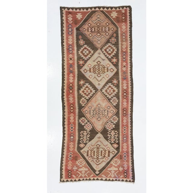 Textile 1960s Vintage Kilim Handmade Multicolor Geometric Wool Rug For Sale - Image 7 of 7