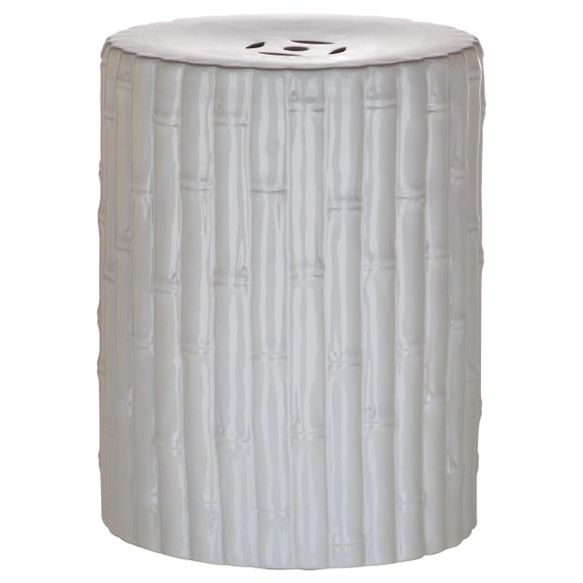 Modern Ned Garden Stool in White For Sale - Image 3 of 3