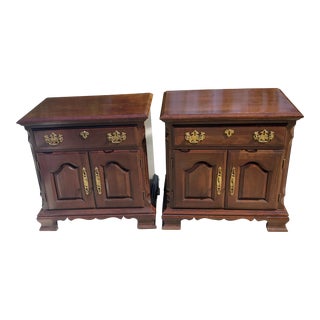Pennsylvania House Chippendale Solid Cherry Nightstands, a Pair For Sale